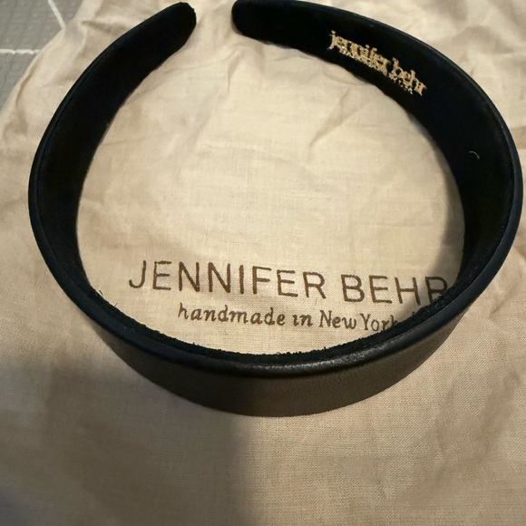 New Jennifer Behr Elegant Black Cruz Genuine Leather Headband - Picture 2 of 4